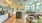 a large kitchen with a wood floor